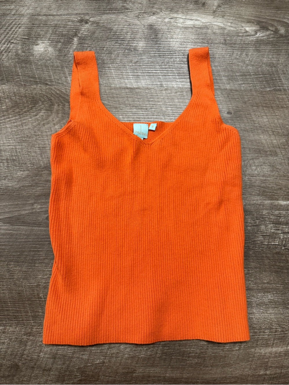 Shu Shu Orange Ribbed Tank Top Size Small